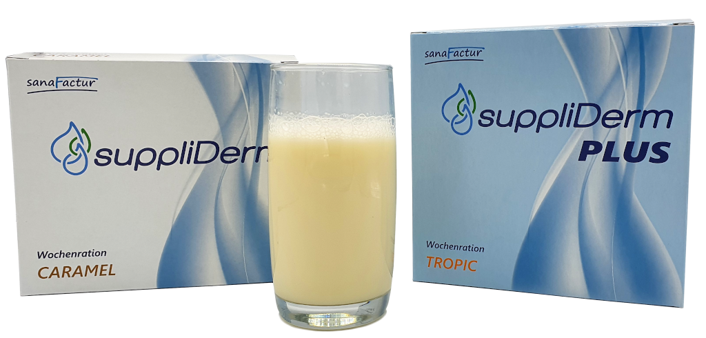 Packungen und Glas mit suppliDerm