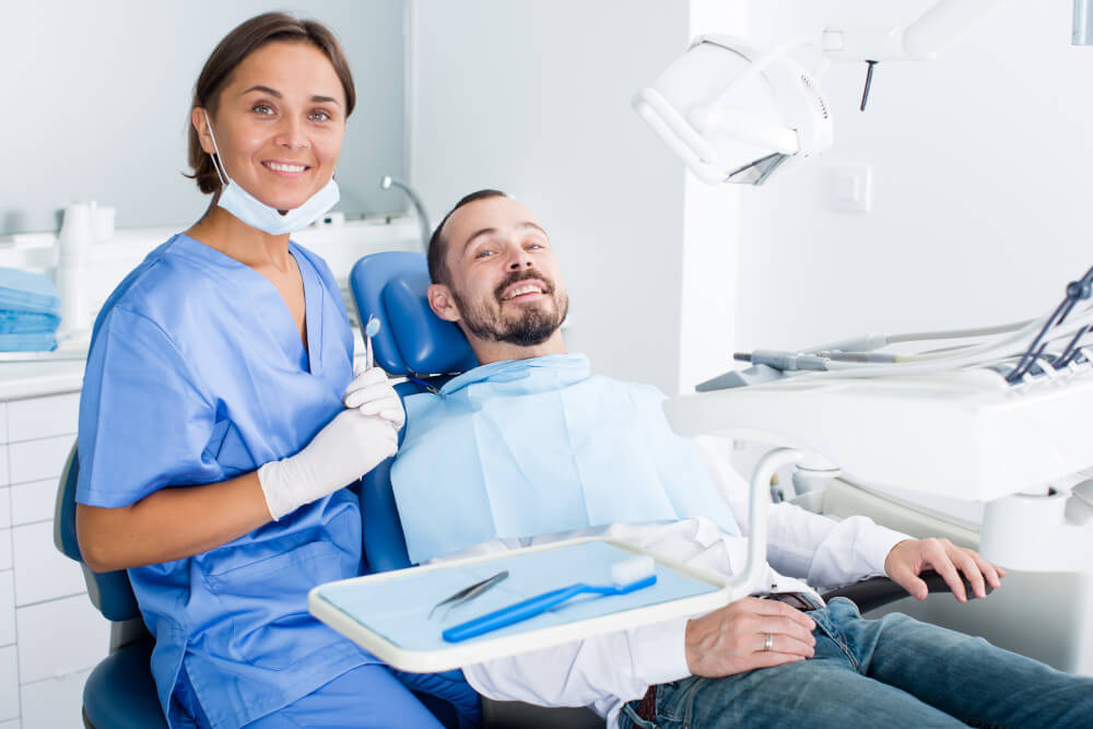 Dentist with patient